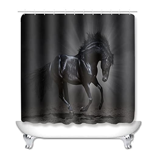 Duschvorhang Tier Schwarz Badezimmerteppich 4-Teiliges Set, Duschvorhang 180x180 Polyester+Badematte rutschfeste(45x75… – Bild 3