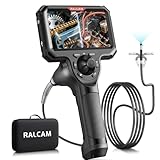 Ralcam Endoskopkamera mit Licht, Endoscope Camera mit 360° beweglichem Kopf, 5 HD Display, Inspektionskamera IP67 Wasserdicht, Rohrkamera Halbstarr (6,5mm Dual-Sonde/1,5M)