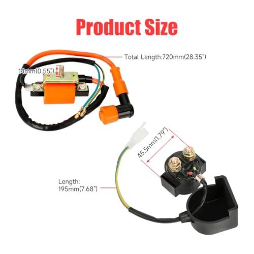Image of GREHUA Ignition Coil CDI Box Starter Solenoid Relay Voltage Regulator Compatible with Tao tao Coolster 110cc 125cc Chinese ATV Quad 4 Wheeler SSR Lifan Kazuma 4 Stroke Go Kart Dirt Bike Parts (Orange)