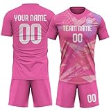 Generic Custom Soccer Jersey Men Women Youth Kids, Athletic Shirts with Name Number Logo, Pink Goalie Jersey Soccer Shirt Futbol Set