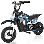 RCB R9X PRO Kids Ride On Motorcycle, Electric Motorbike with 350W Motor, 6.2/9.3/15.5mph Speed Modes & 9.94Miles Long Range, Ambient lighting, Dual Suspension, 12" Motor Cross for Kids Aged 6+