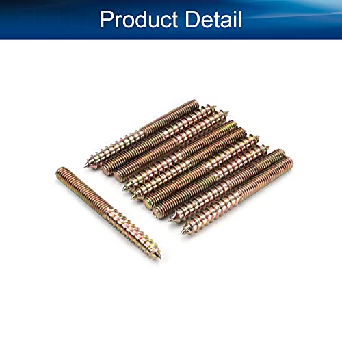 Image of 10Pcs Carbon Steel Double Headed Hanger Bolts 2.4 inch Length Self-Tapping Screw for Furniture Installation M6x60 Bronze