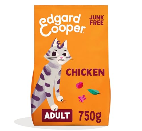 Edgard Cooper Crocchette Gatti, (Pollo, 750g), croccantini gatto sterilizzati o attivo, carne fresca e ingredienti naturali, senza cereali, senza zuccheri aggiunti