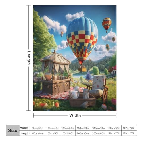 Couverture lavable en machine plaid lit chaud motif montgolfière - 6