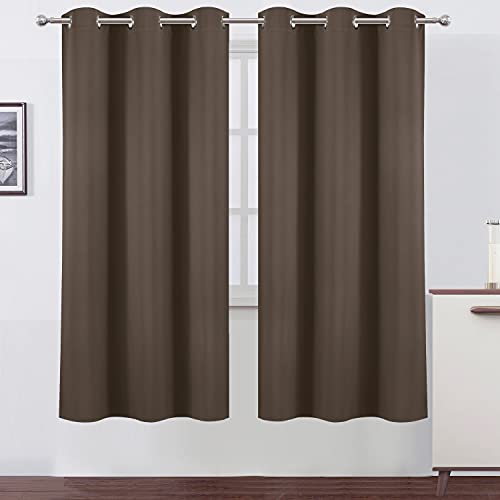 Image of LEMOMO Chocolate Brown Thermal Blackout Curtains /42 x 72 Inch /Set of 2 Panels Room Darkening Curtains for Bedroom