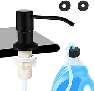 Soap Dispenser for Kitchen Sink, Built In Stainless Steel Sink Soap Dispenser Pump, Kitchen Sink Soap Dispenser Countertop Water Pump with 47" Extension Tube Kit (Black)