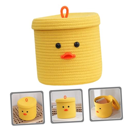 Panier de rangement en corde de coton jaune pour accessoires divers et décoration - 5