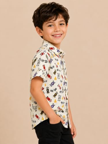 Image of RICH COPPER Fashionable Cotton Printed Half Sleeve Casual Shirt for Men Featuring Lightweight Fabric and Modern Design