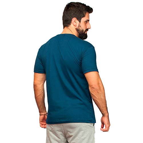 Kit Com 5 Camisetas Slim Masculina Básica Algodão Part.B (Rosa, Branco, Azul, Cinza e Verde, GG)