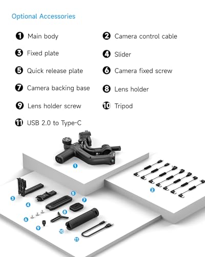 FeiyuTech SCORP 2 Estabilizador de cardan para câmeras DSLR e sem espelho, sensor de rastreamento Al