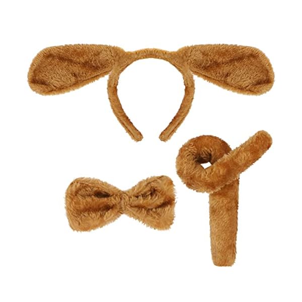 3 pieces dog costume set dog ears headband tail and bow tie animal fancy dress dog costume kit party accessories for halloween,birthday,christmas,cosplay dress up party decorations