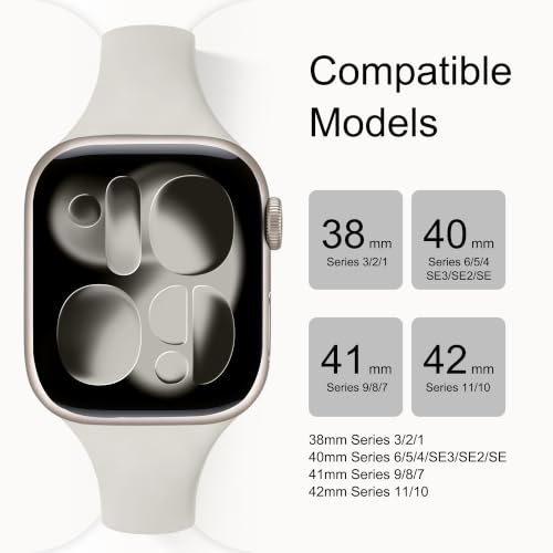 Image of Lerobo Thin Slim Bands Compatible with Apple Watch Bands 40mm 41mm 42mm 38mm iWatch Bands Series 11 10 9 8 7 6 5 4 SE for Women Men, Soft Narrow Sport Strap Wristband
