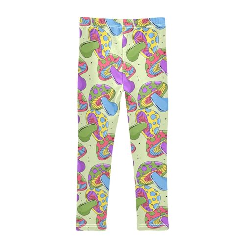 Colorful Mushrooms Girls Leggings,Workout Leggings for Girls Toddler Athletic Leggings Size for 3-10T2