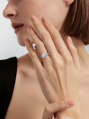 1.84 Carat Moissanite Flower Ring for Women, Solid 925 Sterling Silver, Size 4-11, Wedding Bands Engagement Promise Aniversary Ring, Birthday Valentines Mothers Day Ideal Gift for Her2