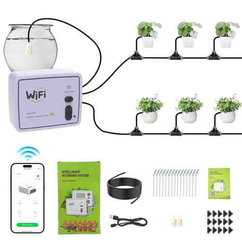 Smart WiFi Drip Irrigation System,Dual Channel Automatic Watering Kit for