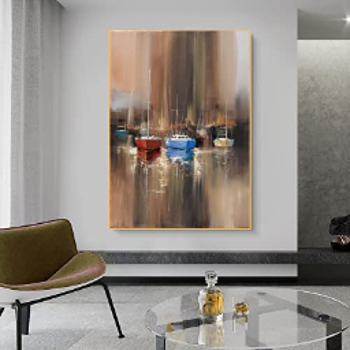 Gravure sur toile haut de gamme paysage de ville abstrait moderne 70x100cm