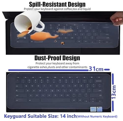 Image of Anjo 6 in 1 Combo 14 Inch With 16:10 Aspect Ratios Laptop Screen Protector, KeySkin, Body Lamination Trackpad & Lid (Transparent), Mouse Pad & Cleaner