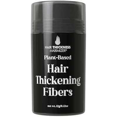 Hair Fibers for Thinning Hair for Women, Men. Plant-Based Formula for Instant Hairline & Bald Spot Coverage. Non-Itchy, Easy to Wash Out Black