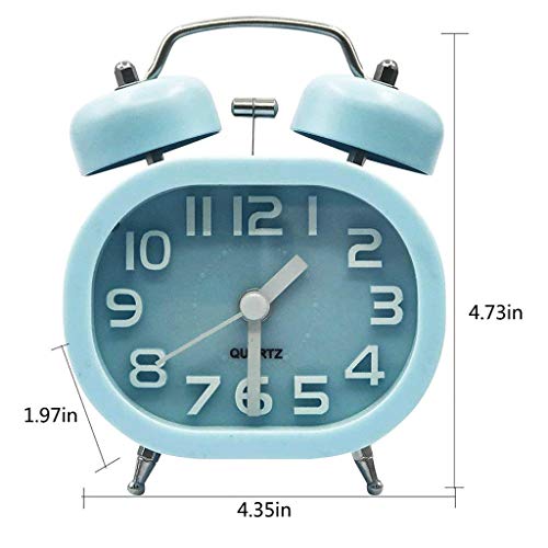 Reloj despertador de doble campana silencioso sin cables para mesilla 4