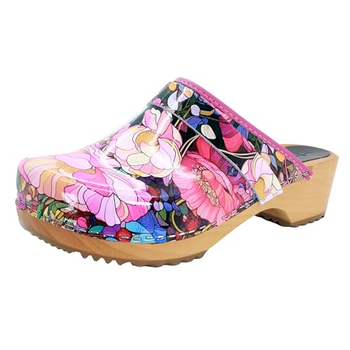 Image of Bjork Maja Wood Open Back Leather Clogs