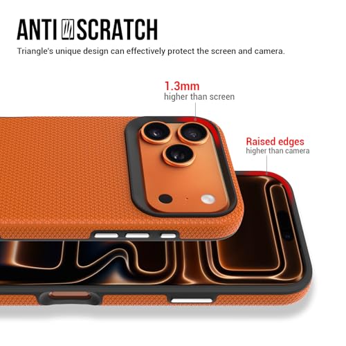 Image of NOXO Ultra-Hybrid Triangle Back Case Cover for iPhone 17 Pro | Shockproof Design | Camera Protection | Soft TPU & Rugged PC | Bumper Cases and Covers (Cosmic Orange)