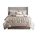 Madison Park Laurel Cozy Comforter Set - Traditional Tufted Faux Silk Design, All Season Down Alternative Bedding with Matching Shams, Decorative Pillow, Taupe Cal King(104