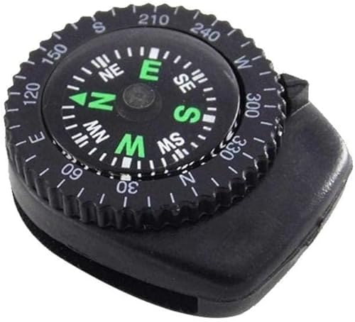 Galepromot 2Pc Black Mini Watch Strap Button Removable Compass Survival Mini Pocket Compass