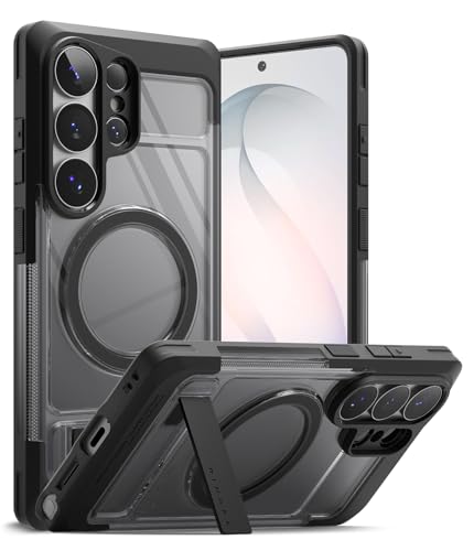 Image of Ringke UX Magnetic for Samsung Galaxy S26 Ultra Case Back Cover [Compatible with MagSafe] [Built-in Metal Stand] Dual Layer Protective with Heavy-Duty Bumper Frame - Smoke Black