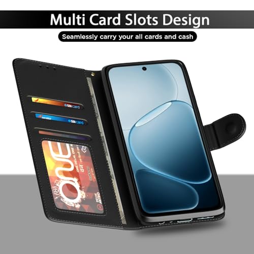 Image of Amazon Basics Flip Cover for Oppo K14x 5G / Oppo A6x 5G / Oppo A6s Leather Finish | Wallet Stand and Shock Proof | Inside TPU with Card Pockets | Complete Protection Flip Case (Black)