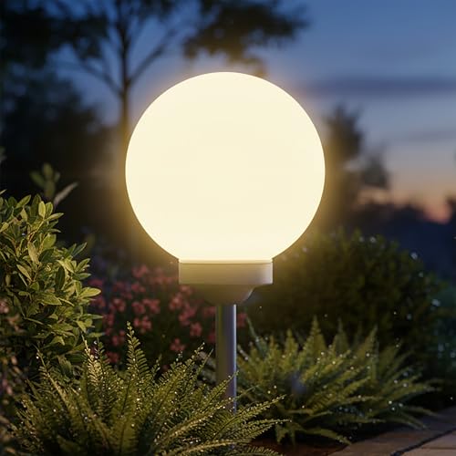 Boule lumineuse solaire à LED - Lumière blanche chaude - Idéale pour le jardin 30 Cm