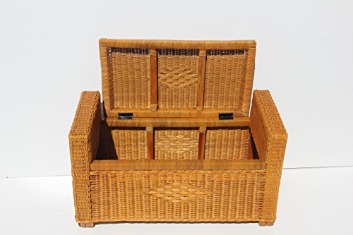 Bruno Handmade 32 Inch Rattan Wicker Chest Storage Trunk Organizer Ottoman W/Cushion Colonial (Light Brown)… #TOP4