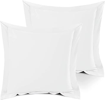 100% Egyptian Cotton Pillowcase, 26x26 Inches, Pillow Shams for Bedroom, Hotel, Home Decor Soft and Breathable, Stitch Wrinkle Free Cushion Throw Pillow Cover White, European, 2 Piece