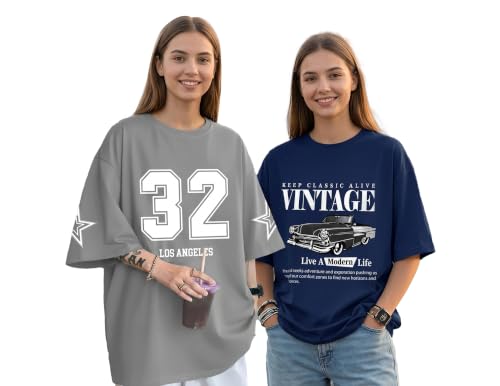 Image of AUSK Oversized T-Shirts || Printed Half Sleeve Tshirt for Womens