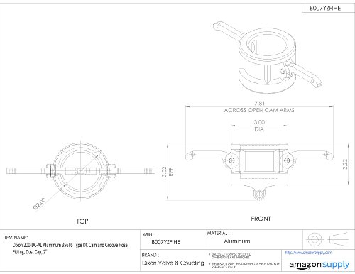 Dixon 200-DC-AL Aluminum 356T6 Type DC Cam and Groove Hose Fitting, Dust Cap, 2"