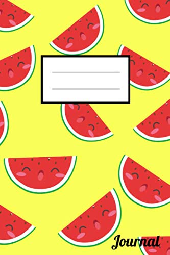 Watermelon Journal: Cute Kawaii Watermelon Pattern Notebook Kids Teens Adult 120 wide ruled 6"x 9"
