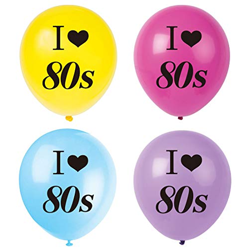 MAGJUCHE I Love 80s Balloons, 16pcs 1980s Retro Themed Party Decorations, Supplies