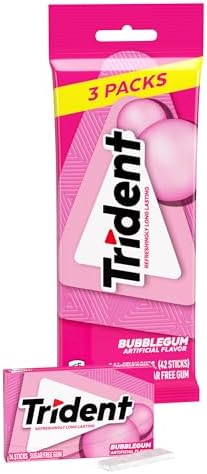 Trident Bubblegum Sugarfree Chewing Gum 3 x 14 Stick Multipack