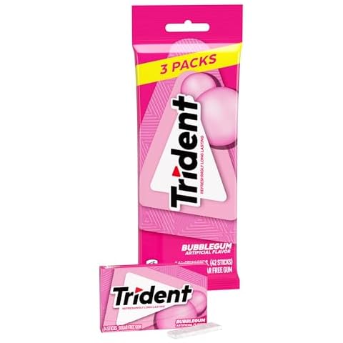 Trident Bubblegum Sugar-Free Chewing Gum, 3 Packs of 14 Pieces (42 Total Pieces) Cover