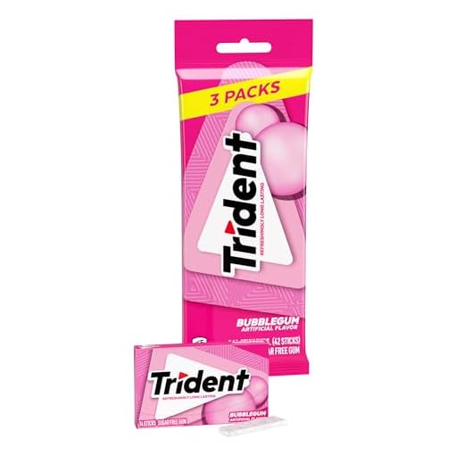Trident Bubblegum Sugar-Free Gum, 3 Packs of 14 Pieces (42 Total Pieces)