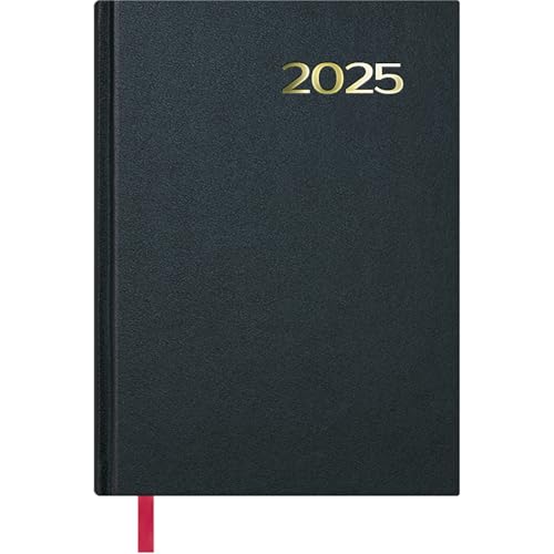 Dohe - Agenda 2025 - Día por Página, Tamaño A5 (14x20 cm), 12 Meses Enero a Diciembre, Tapa Dura, Planificador en Español, Material de Oficina - SÍNTEX Negro