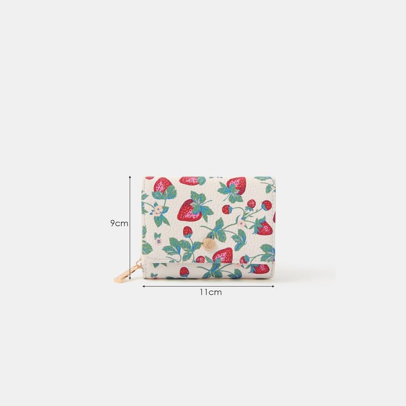 Image of Accessorize London Women's Cream Strawberry Print Tri Fold Purse