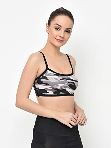 Image of Da Intimo Women's Synthetic Non-Wired Bra (DI-1256 BLACK-F20-L Camo Black L)