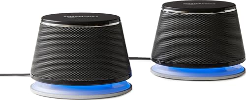 Amazon Basics Stereo 2.0 Speakers for PC or Laptop with Volume Control, 3.5mm Aux Input...