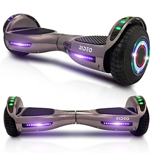 RIDEO 36v Hoverboard Self Balance Scooter 6.5 inch Wheels LED Lights Metal Grey