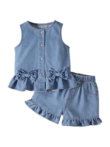 WDIRARA Toddler Girl's Denim 2 Piece Outfit Set