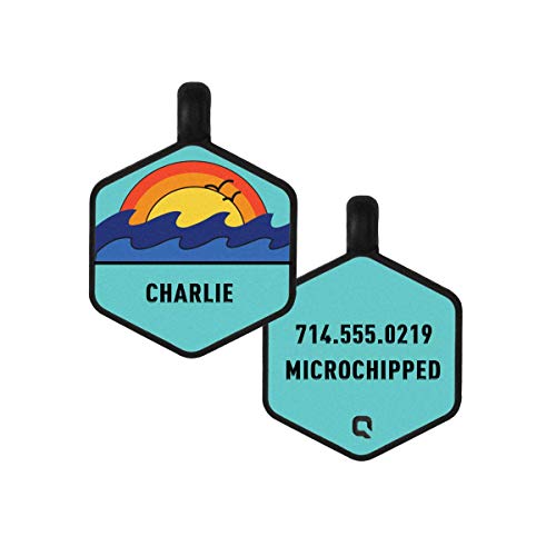 QALO Customized Silicone Dog ID Tag - Ocean Sunrise