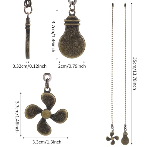 Image of Ymapinc 2pcs Ceiling Fan Pull Chain Ornaments, 13inch Bronze Fan Cord Decorative Extension Ceiling Light with Pull Chain, Light Bulb Extender