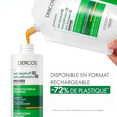 Vichy, Dercos, Shampooing Anti-Pelliculaire DS, Pellicules & Démangeaisons, Cheveux Secs, 390ml