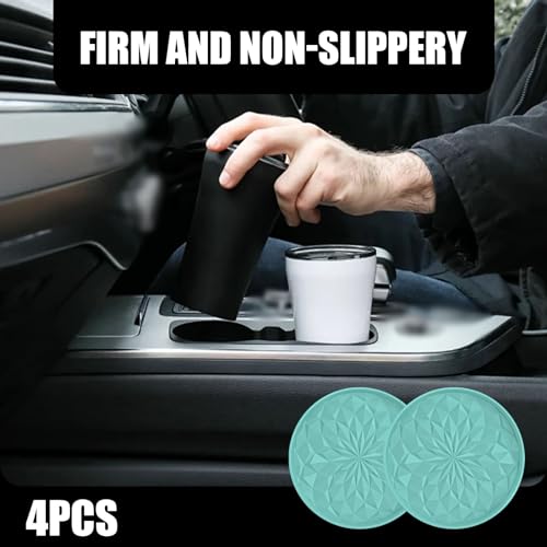 4 PCS Portavasos para Carro 2.75In Antideslizante PVC Verde miniatura 5