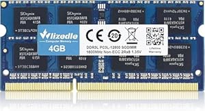 Wlizedle DDR3/DDR3L 4GB RAM Laptop Memory 1600MHz CL11 SODIMM, Notebook Arbeitsspeicher PC3-12800 / PC3L-12800 204-Pin 1,35V/1,5V Non-ECC Pc Speicher Upgrade für Ultrabook, Blau